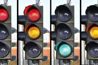 Row of traffic lights