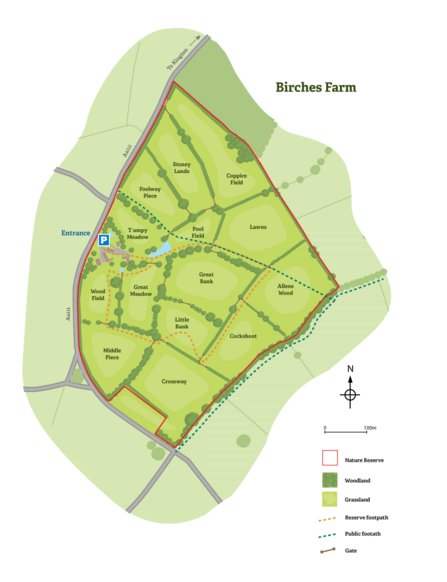 Birches Farm nature reserve site map