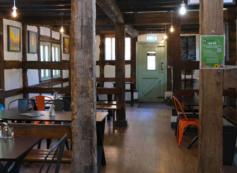 Inside the cafe at Queenswood looking towards entrance